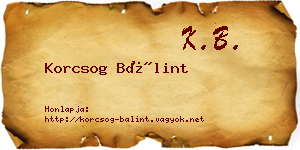 Korcsog Bálint névjegykártya
