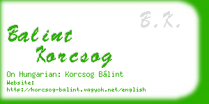 balint korcsog business card